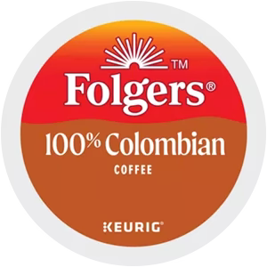 Folgers Colombian coffee K-cups, 96 count, single-serve coffee pods for Keurig machines, featuring rich Colombian flavor.